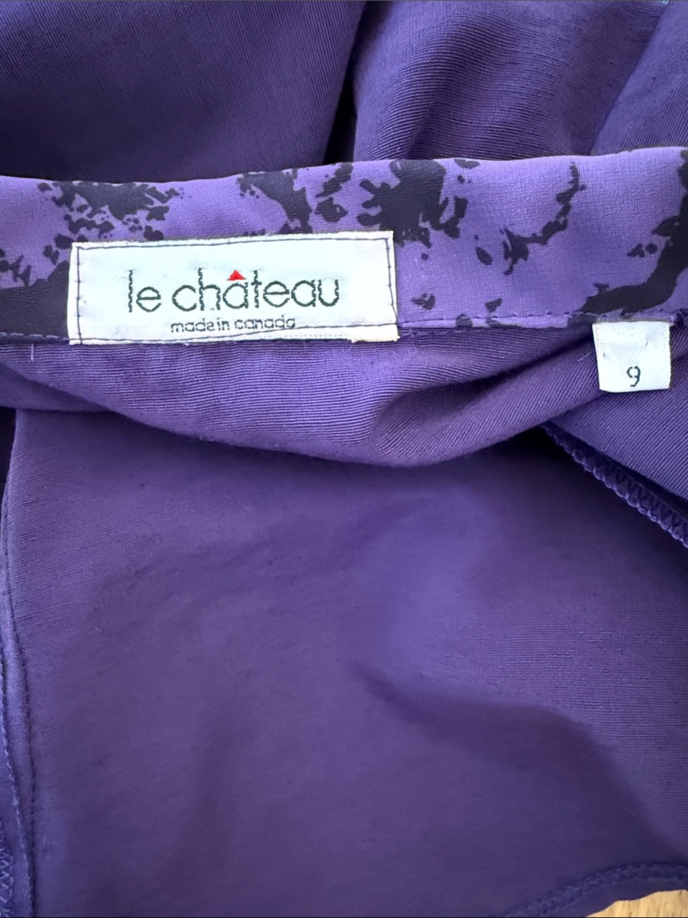 VTG Le Chateau Purple Figure Fitted Sheer Sleeves Top - Picture 12 of 13